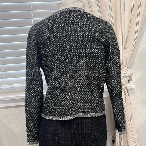 ELLE BLACK WHITE TWEED LOOK OPEN FRONT BLAZER/JACKET SZ SMALL DESIGNER VIBES - Picture 2 of 6